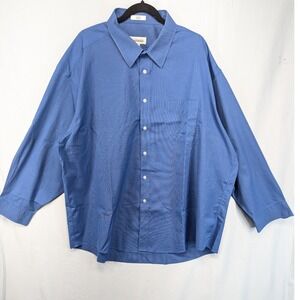 Joseph & Feiss Mens Blue 80s 2 Ply Non Iron Cotton Dress Shirt‎ 19 34/35